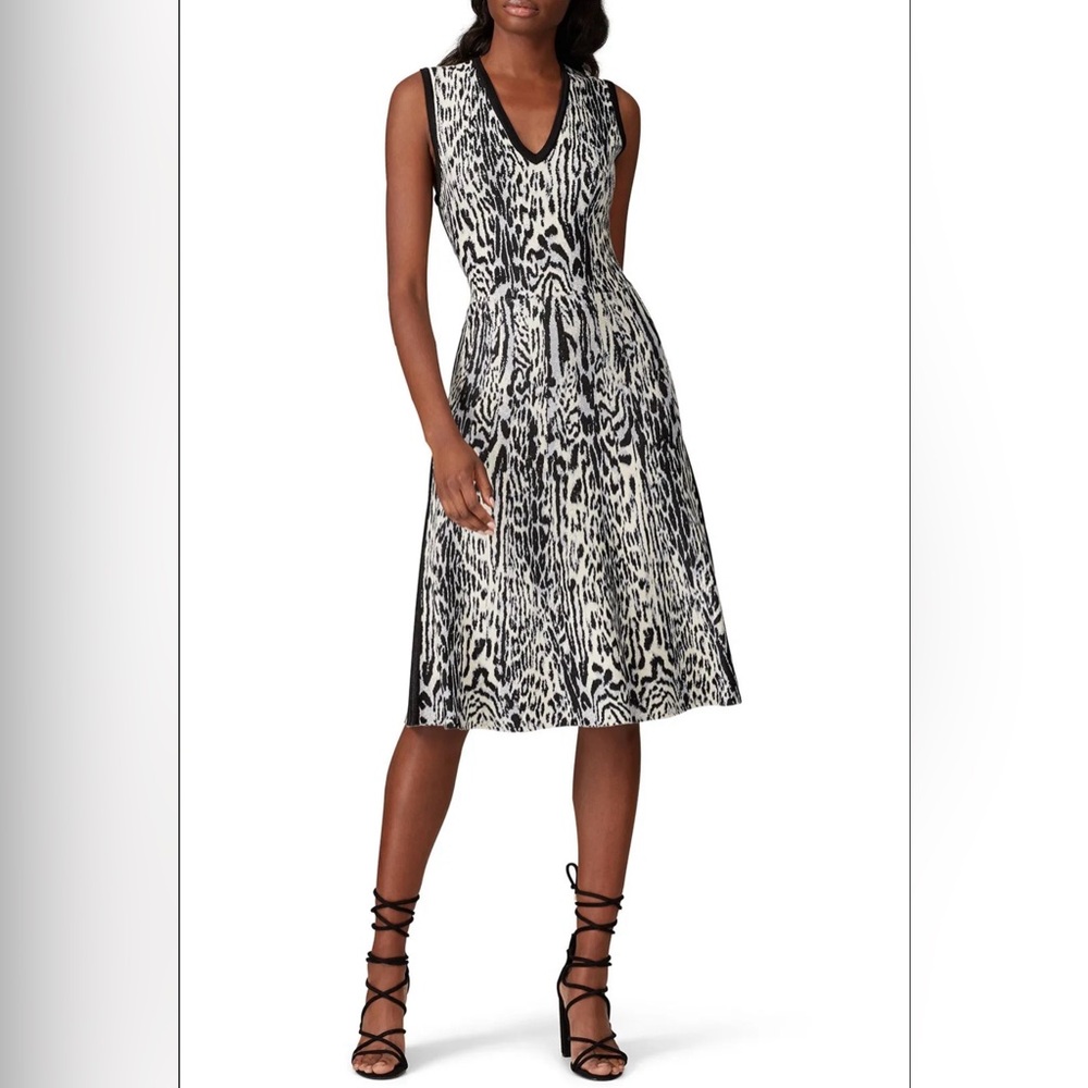 Rachel Roy Collection Elegant Black and White Leopard  Print Dress
